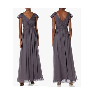 Minuet Women's Ruched Draped Sleeve Long Gown